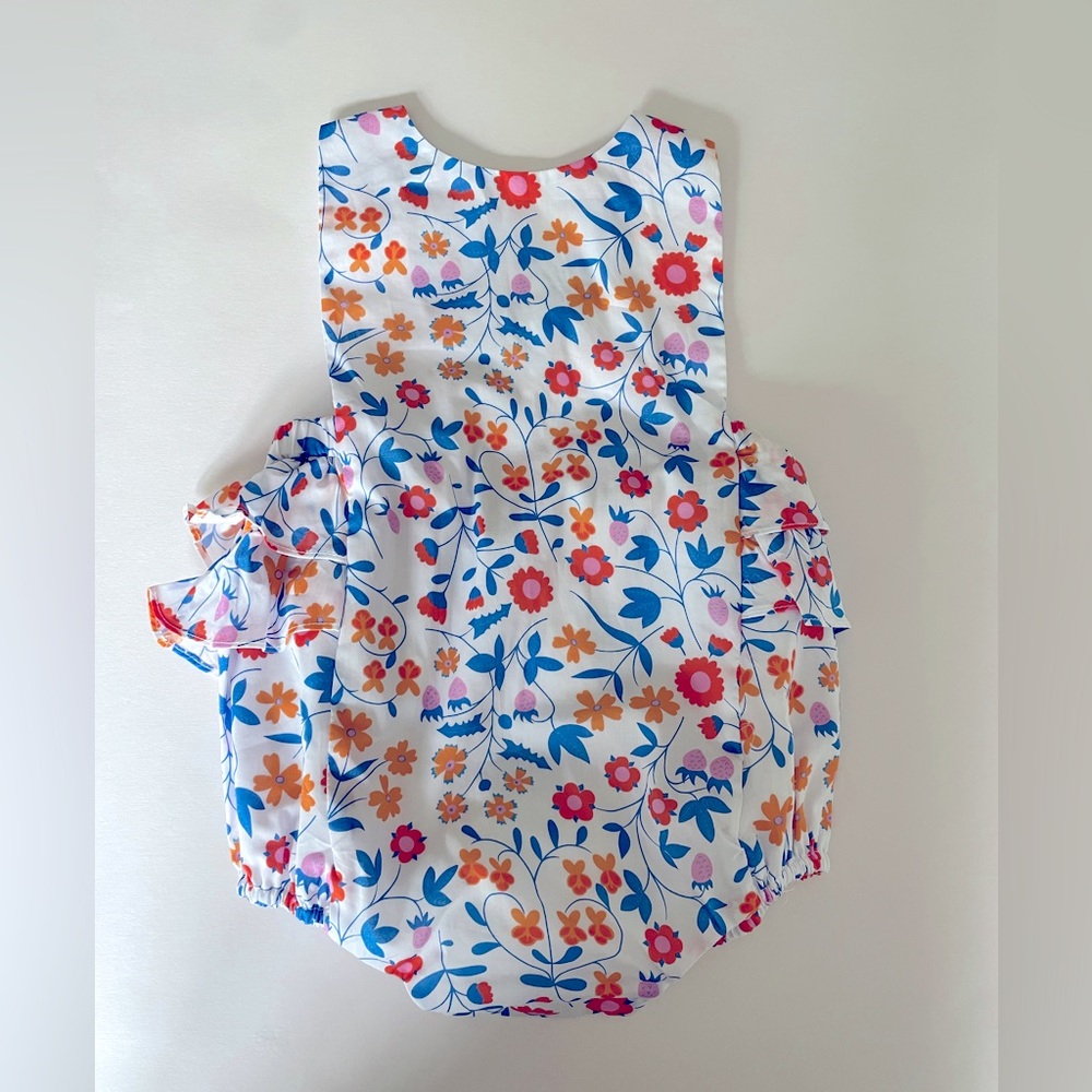 Jacadi Baby Girl Romper in Liberty Fabric- white/multicolor